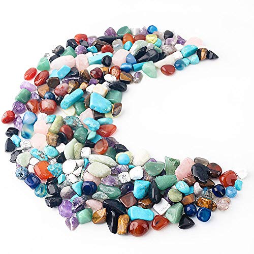 JOHOUSE Quartz Crystals, Crushed Chips Tumbled Polished Stone Beads Irregular Shaped Succulent Rocks for Plants Indoor Betta Fish Tank Gravel Vase Filler Crafts About 1lb(450g),10 Different Kinds - Image 1