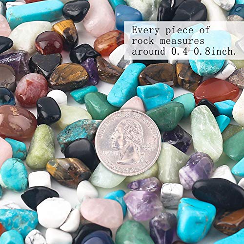 JOHOUSE Quartz Crystals, Crushed Chips Tumbled Polished Stone Beads Irregular Shaped Succulent Rocks for Plants Indoor Betta Fish Tank Gravel Vase Filler Crafts About 1lb(450g),10 Different Kinds - Image 2