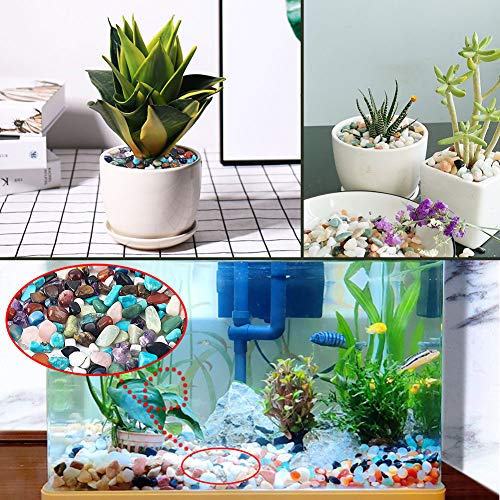 JOHOUSE Quartz Crystals, Crushed Chips Tumbled Polished Stone Beads Irregular Shaped Succulent Rocks for Plants Indoor Betta Fish Tank Gravel Vase Filler Crafts About 1lb(450g),10 Different Kinds - Image 5