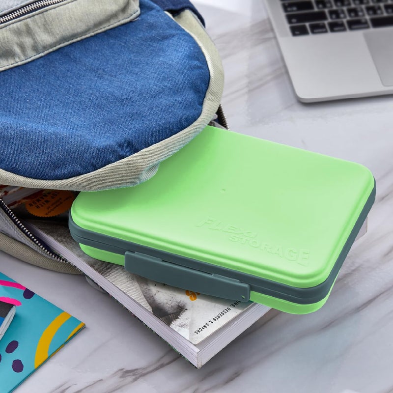 LockerMate by Bostitch Flexi Storage Box with Lid, Collapsible Pencil Case Design for Craft and School Supplies, Green - Image 5