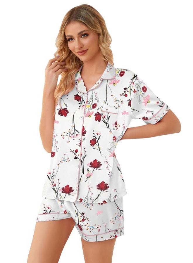 Schbbbta Pajama Set for Girl Button-Down Silk Pajama Satin Sleepwear Loungewear Clothes Set, 11-12 Years = Tag 160 - Image 5