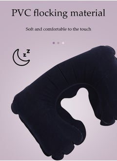 Loquat U-Shaped Inflatable Travel Neck Pillow,Airplanes Travel Light Neck Support Head Neck/Lumbar for Traveling (Black)  - Image 2