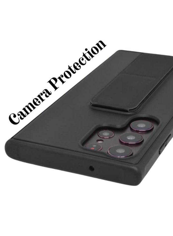 MUNTAQI Galaxy S23 Ultra Case Fully Covered With Finger Grip Stand Holder Anti Slip Shockproof Protective Case Cover For Samsung Galaxy S23 Ultra 5G (Black) - Image 5