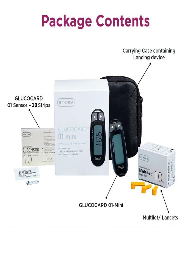Arkray Max 01 Mini Blood Glucose Monitor with 10 Strips | Japanese Technology, Multicolor - Image 2