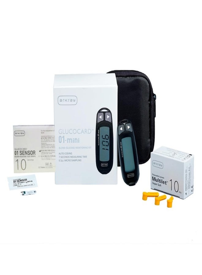 Arkray Max 01 Mini Blood Glucose Monitor with 10 Strips | Japanese Technology, Multicolor - Image 1