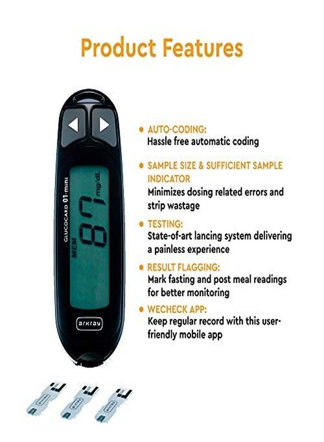 Arkray Max 01 Mini Blood Glucose Monitor with 10 Strips | Japanese Technology, Multicolor - Image 3