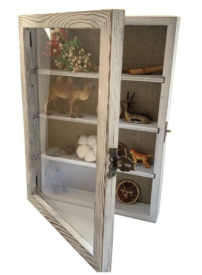 WANLIAN Shadow Box Frame With Acrylic 11x16“ Wooden Shadow Box Display Case With 3 Detachable Shelves & Linen Back, Wall-Mounted Deep Display Box Picture Frame for Photos Memorabilia (White) - Image 1