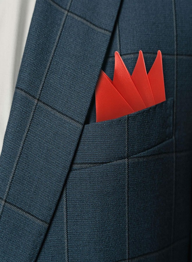 Luomorgo 1 Pack Prefolded Pocket Squares for Men - Triangle Fold Suit Handkerchief with Card for Wedding, Business, Party & Prom (Red) - Image 4