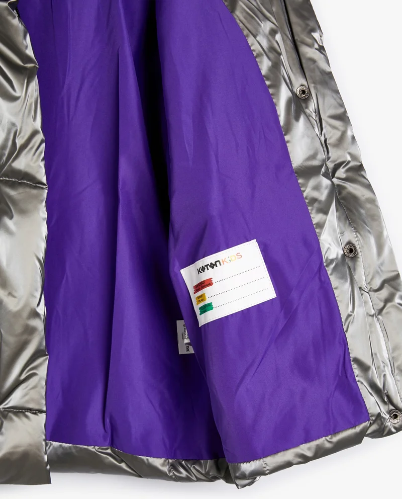 KOTON Puffer Jacket Stand-up Collar Zipper and Pocket Detail