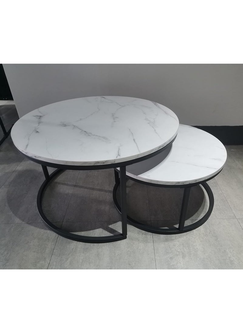 Natural Finished Marble Nesting Tables (Set of 2), Coffee Side Tables White and Gold, For Living Room - pzsku/Z2B876E325ECB27A6F5B1Z/45/_/1717926634/3fdd5ca9-51e0-41dd-b1e7-3f4c271f5f3b