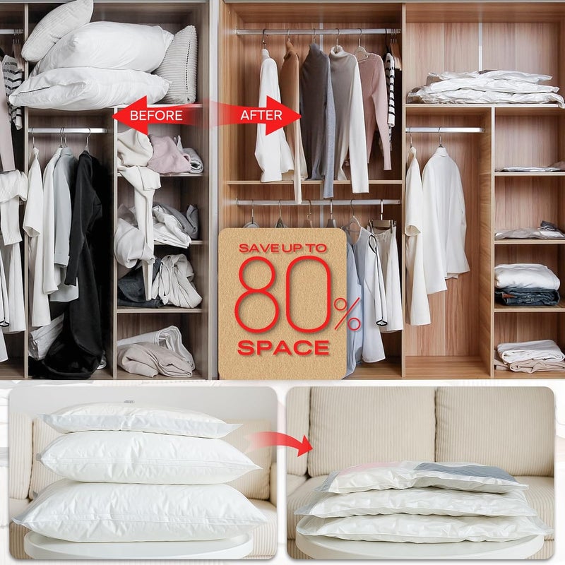 Vacbird Vacuum Bags for Clothes with Electric Air Pump, Pack of 12 (4Small/4Medium/4Large), Reusable Vacuum Bags for Duvets, Mattresses, Blankets, Pillows, Bedding, Moving - Image 4