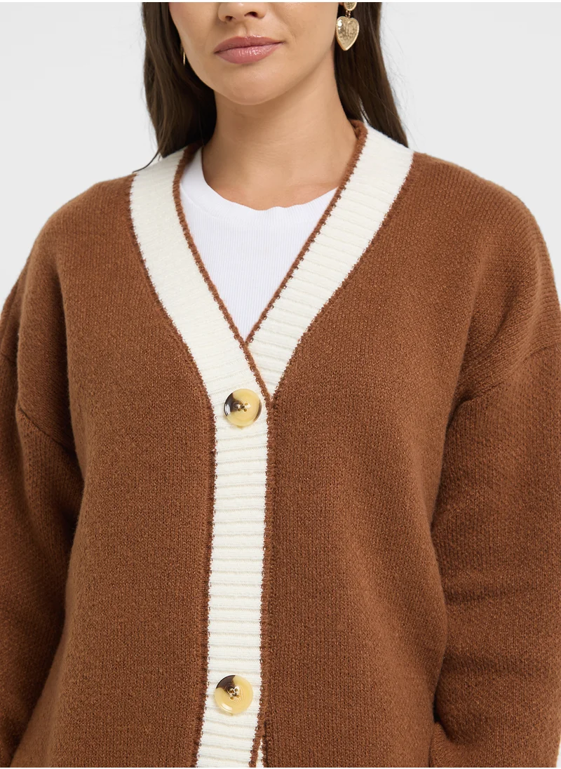 Ginger Colorblock Button Up Cardigan