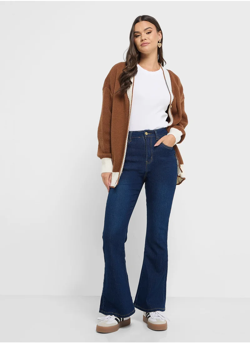 Ginger Colorblock Button Up Cardigan