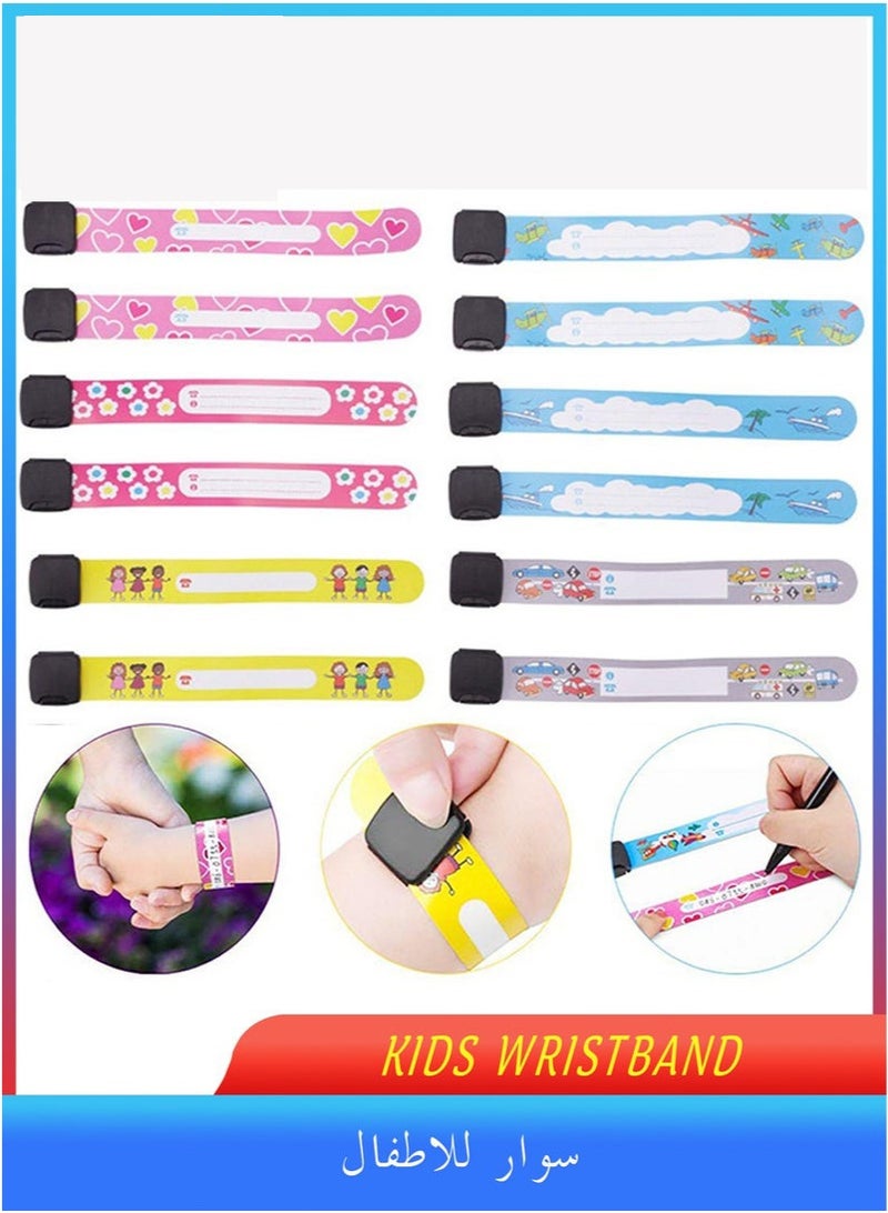 Generic 12pcs Kids Wristband Anti-Lost Reusable&Waterproof Safety Bracelets Kids Anti-Lost Child Travel Bands Wrist band for Children Field Trip&Outdoor Activity  - Image 1