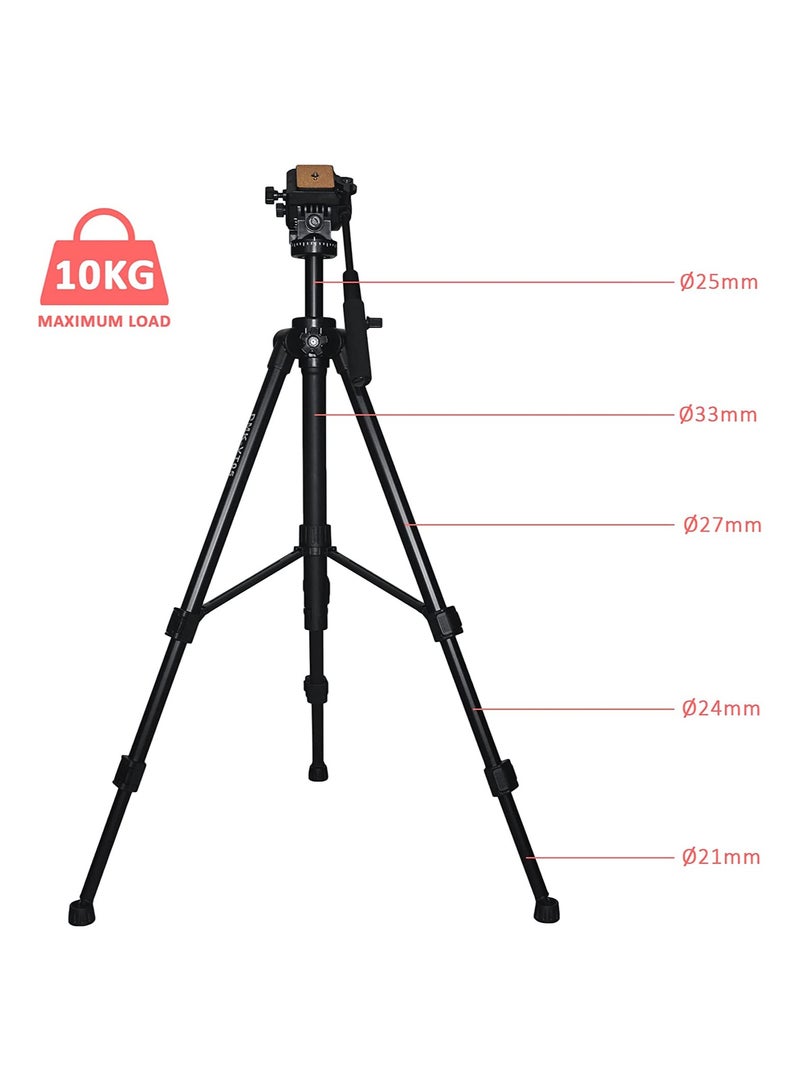 Coopic COOPIC CP VT05 Professional Video Tripod Max Height 167cm Platinum Aluminum Light Weight with Quick release Plate Fluid Video Pan Head, for DSLR & Video Cameras Max Load upto 10kg (Black)… - Image 4