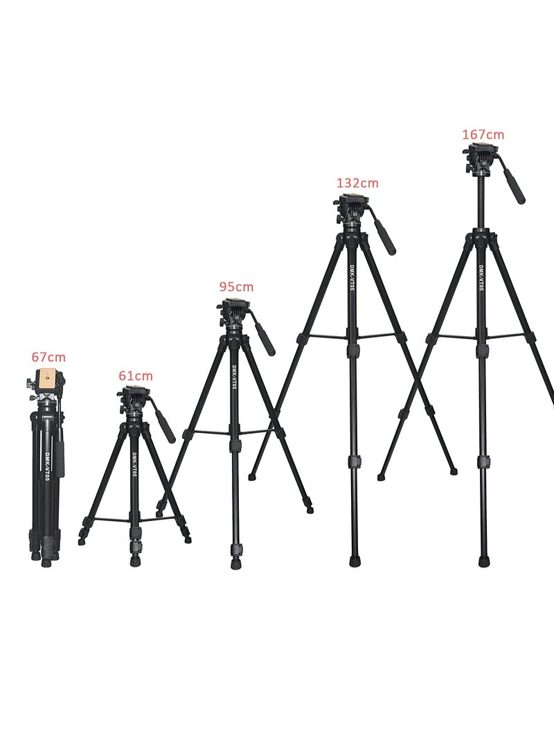 Coopic COOPIC CP VT05 Professional Video Tripod Max Height 167cm Platinum Aluminum Light Weight with Quick release Plate Fluid Video Pan Head, for DSLR & Video Cameras Max Load upto 10kg (Black)… - Image 2