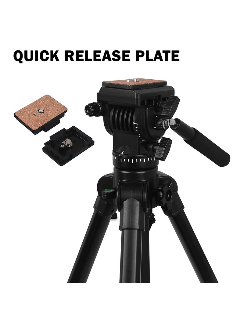 Coopic COOPIC CP VT05 Professional Video Tripod Max Height 167cm Platinum Aluminum Light Weight with Quick release Plate Fluid Video Pan Head, for DSLR & Video Cameras Max Load upto 10kg (Black)… - Image 3