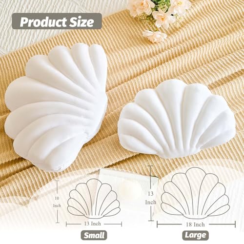 Lfsaaj White Seashell Throw Pillows, Shell Shaped Throw Pillows, 13 Inch Soft Velvet Home Decorative Pillow Plush Cushion for Bed Couch Living Sofa Room Decor Accent Throw Pillow - Image 2