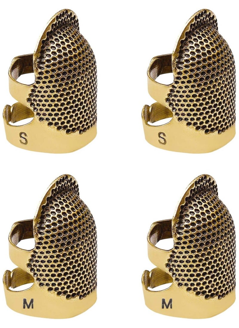 PYC - 4 Pack Sewing Thimble Finger Protector, Adjustable Finger Metal Shield Protector Pin Needles Sewing Quilting Craft Accessories DIY Sewing Tools Needlework(2 Sizes) - Image 1