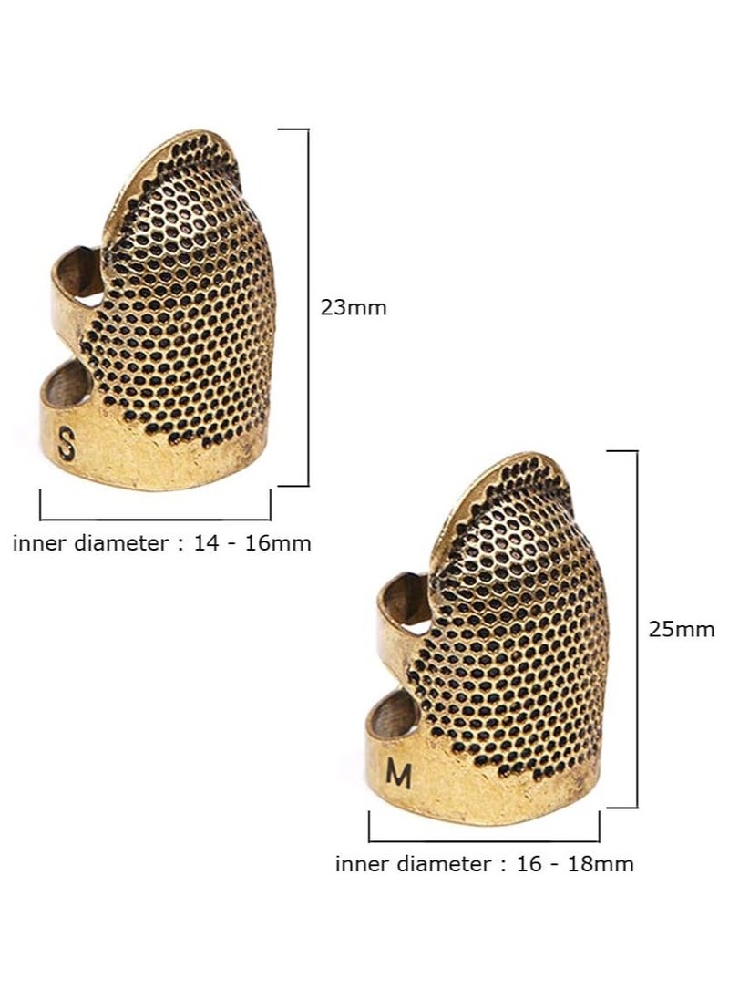 PYC - 4 Pack Sewing Thimble Finger Protector, Adjustable Finger Metal Shield Protector Pin Needles Sewing Quilting Craft Accessories DIY Sewing Tools Needlework(2 Sizes) - Image 1