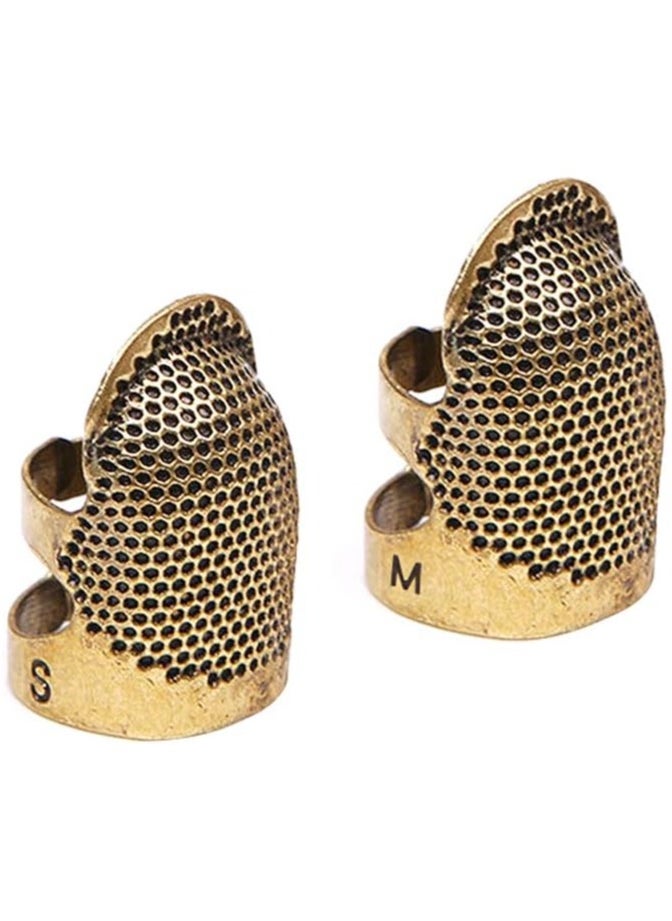 PYC - 4 Pack Sewing Thimble Finger Protector, Adjustable Finger Metal Shield Protector Pin Needles Sewing Quilting Craft Accessories DIY Sewing Tools Needlework(2 Sizes) - Image 1