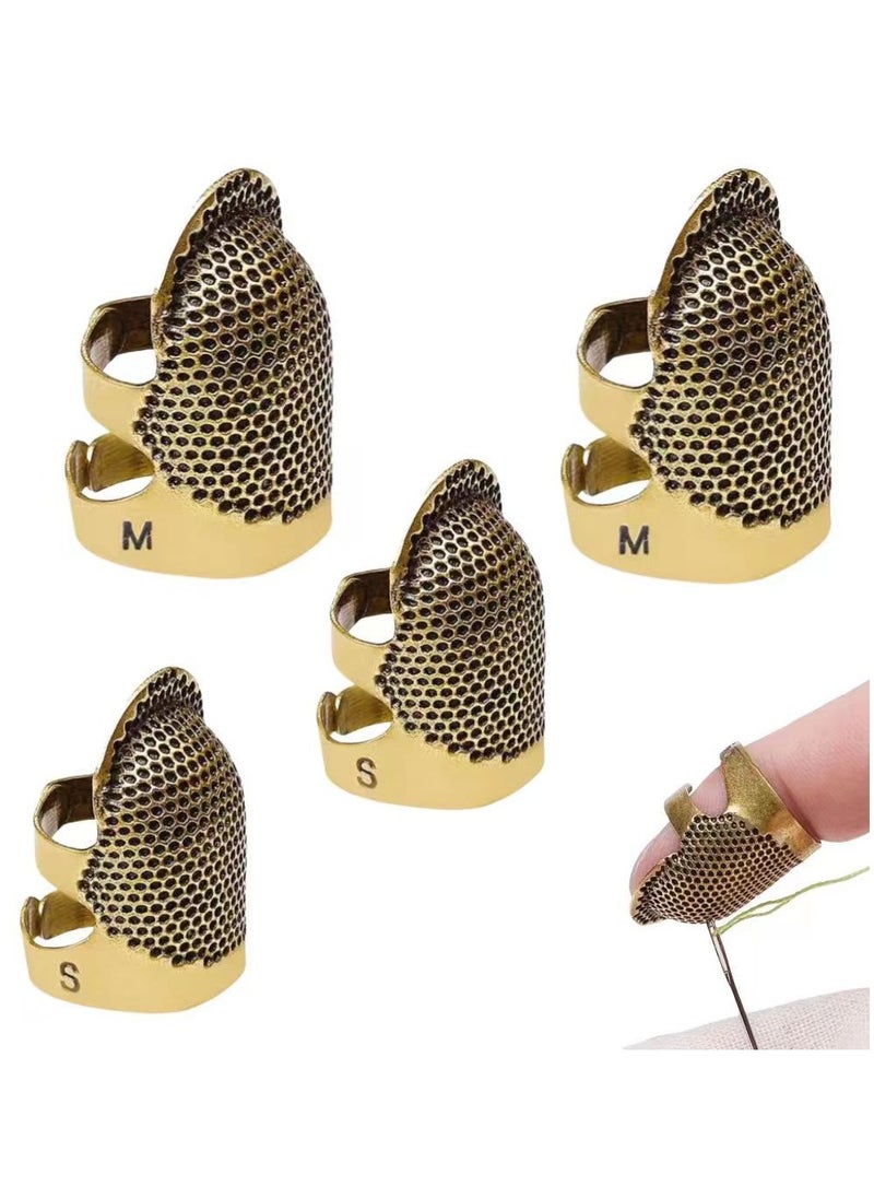 PYC - 4 Pack Sewing Thimble Finger Protector, Adjustable Finger Metal Shield Protector Pin Needles Sewing Quilting Craft Accessories DIY Sewing Tools Needlework(2 Sizes) - Image 1