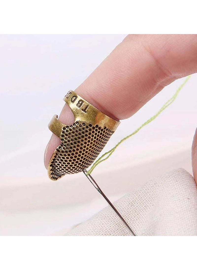 PYC - 4 Pack Sewing Thimble Finger Protector, Adjustable Finger Metal Shield Protector Pin Needles Sewing Quilting Craft Accessories DIY Sewing Tools Needlework(2 Sizes) - Image 1