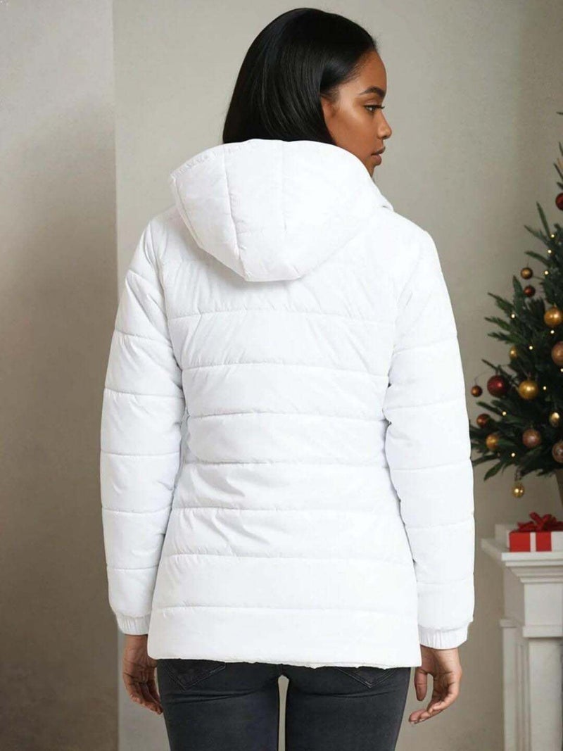 KOTTY Women's Solid Long Sleeve Smoky White Zipper Puffer Jacket (White,S)-KTTFKPUFFERJACKET102S - Image 5