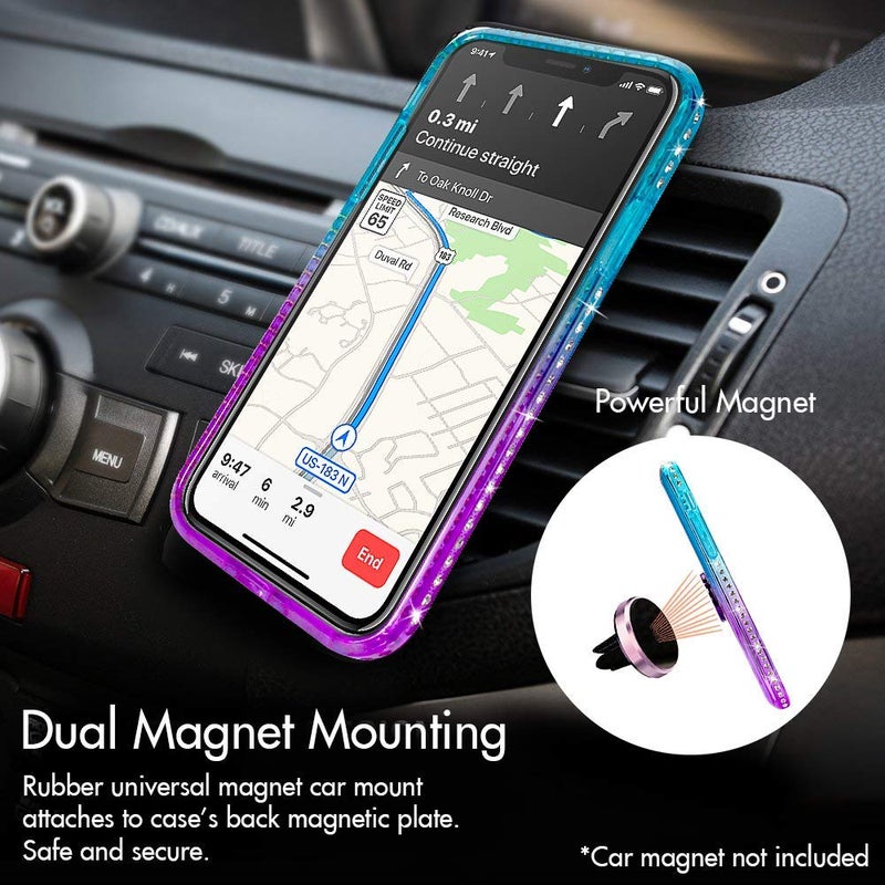 Silverback for iPhone 11 Case, Moving Liquid Holographic Sparkle Glitter Case with Kickstand, Bling Diamond Bumper Ring Stand Slim Protective Apple iPhone 11 6.1'' Case for Girls Women -Purple - Image 4