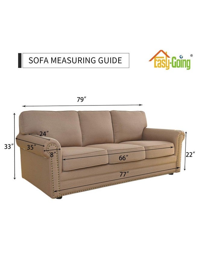 Easy-Going Easy-Going Stretch Sofa Slipcover 1-Piece Sofa Cover Furniture Protector Couch Soft with Elastic Bottom for Kids, Polyester Spandex Jacquard Fabric Small Checks (Sofa, Bluestone)  - Image 4