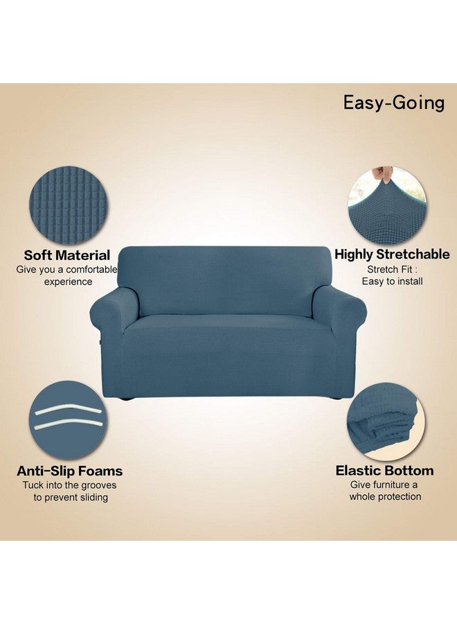 Easy-Going Easy-Going Stretch Sofa Slipcover 1-Piece Sofa Cover Furniture Protector Couch Soft with Elastic Bottom for Kids, Polyester Spandex Jacquard Fabric Small Checks (Sofa, Bluestone)  - Image 2