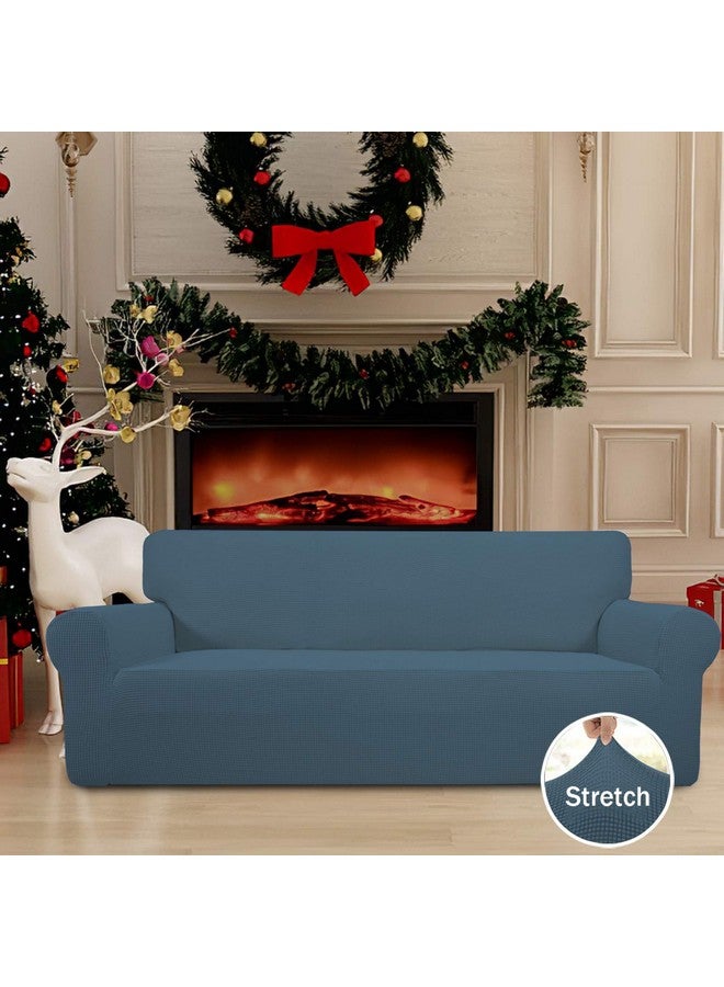 Easy-Going Easy-Going Stretch Sofa Slipcover 1-Piece Sofa Cover Furniture Protector Couch Soft with Elastic Bottom for Kids, Polyester Spandex Jacquard Fabric Small Checks (Sofa, Bluestone)  - Image 1