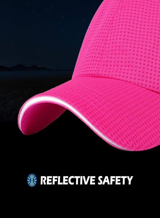 ZTL Womens High Ponytail Baseball Cap Performance Mesh Hat, Lightweight & Quick Drying Race Day Running Hat with Reflective Trim Hot Pink - Image 3