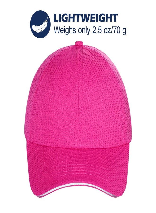 ZTL Womens High Ponytail Baseball Cap Performance Mesh Hat, Lightweight & Quick Drying Race Day Running Hat with Reflective Trim Hot Pink - Image 4