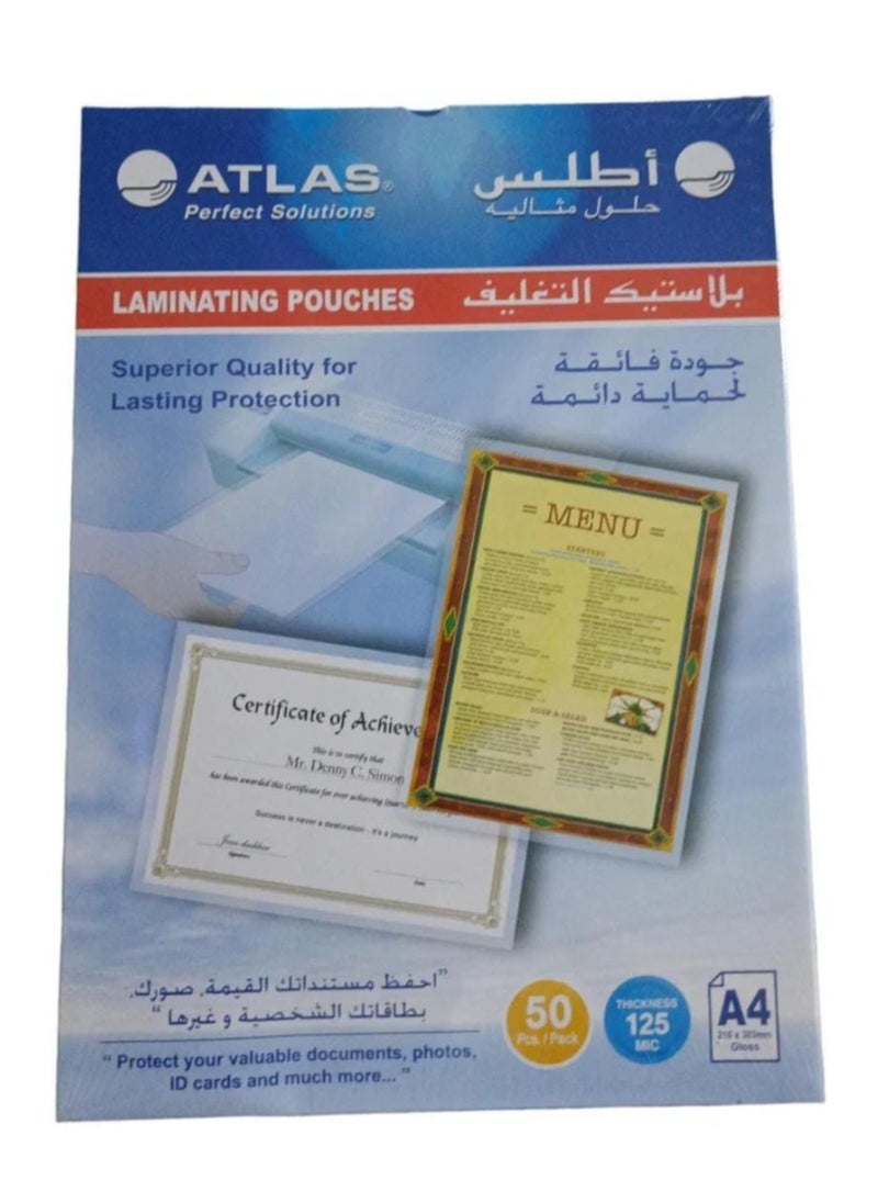 ATLAS 50-Piece A4 Film Lamination Sheets Clear  - Image 2