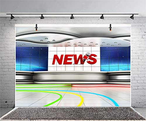 Leyiyi 5x3ft News Broadcast Hall Backdrop Microphone TV Show Record Recetation Desk Program Front Table Advertising Billboard Photo Background Business Study Portrait Studio Prop Vinyl Wallpaper - Image 4
