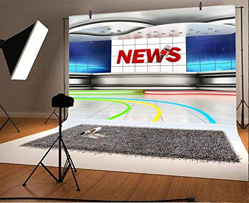 Leyiyi 5x3ft News Broadcast Hall Backdrop Microphone TV Show Record Recetation Desk Program Front Table Advertising Billboard Photo Background Business Study Portrait Studio Prop Vinyl Wallpaper - Image 2