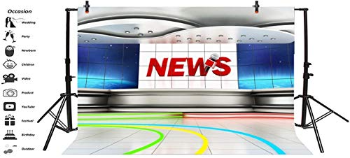 Leyiyi 5x3ft News Broadcast Hall Backdrop Microphone TV Show Record Recetation Desk Program Front Table Advertising Billboard Photo Background Business Study Portrait Studio Prop Vinyl Wallpaper - Image 3