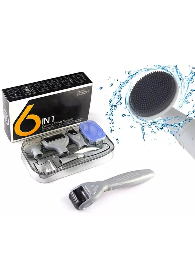 هيومان جوي مجموعة ديرما رولر 6 في 1، بكرة وجه بإبر دقيقة للعناية بالبشرة والشعر للرجال والنساء - Image 1