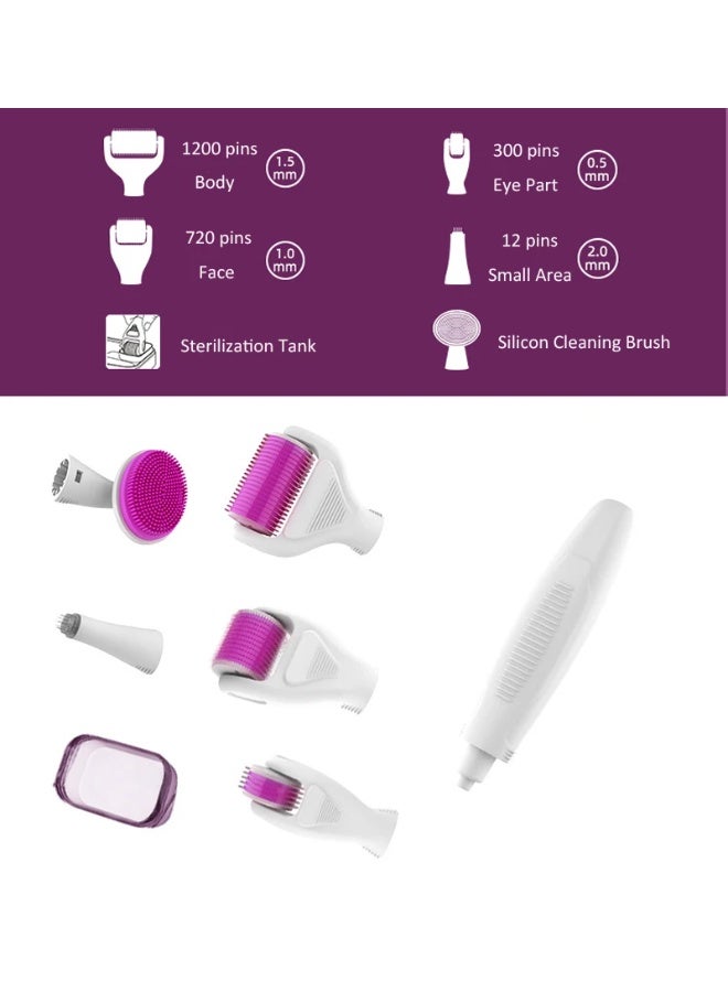 هيومان جوي مجموعة ديرما رولر 6 في 1، بكرة وجه بإبر دقيقة للعناية بالبشرة والشعر للرجال والنساء - Image 3