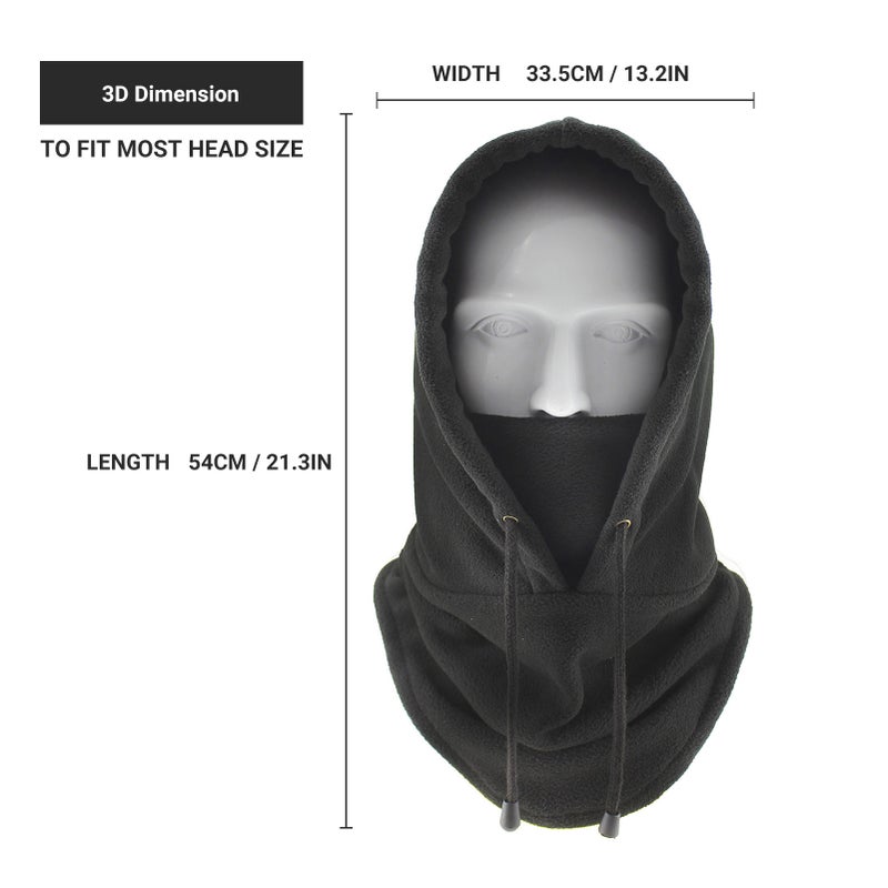 Men Women Winter Balaclava Warm Soft Fleece Drawstring Neck Gaiter Cycling Hiking Running Outdoors Hat - Image 2