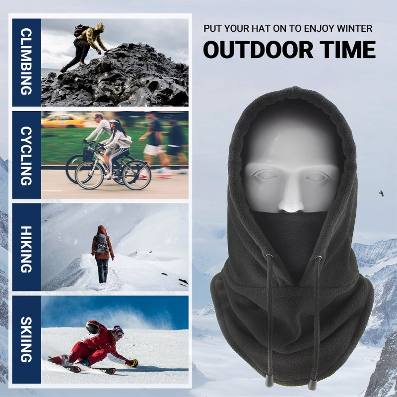 Men Women Winter Balaclava Warm Soft Fleece Drawstring Neck Gaiter Cycling Hiking Running Outdoors Hat - Image 3