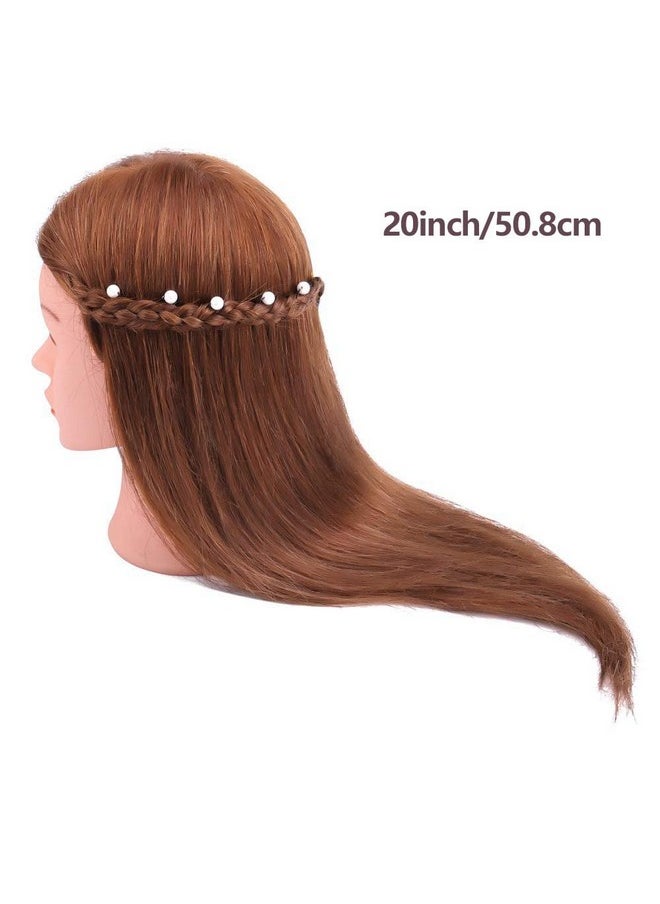 SZCY LLC - Mannequin Head with 100% Human Hair, SZCY LLC 18" Dark Brown Real Hair Cosmetology Mannequin Head Hair Styling Hairdressing Practice Training Doll Heads with Clamp Holder and Tools - Image 1