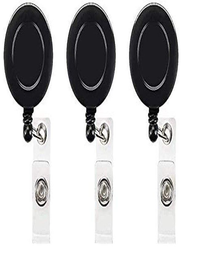 FEDUS I.D. Card Retractable Holder Badge Yo Yo Clip [Pack of 3] (Black) - Image 1