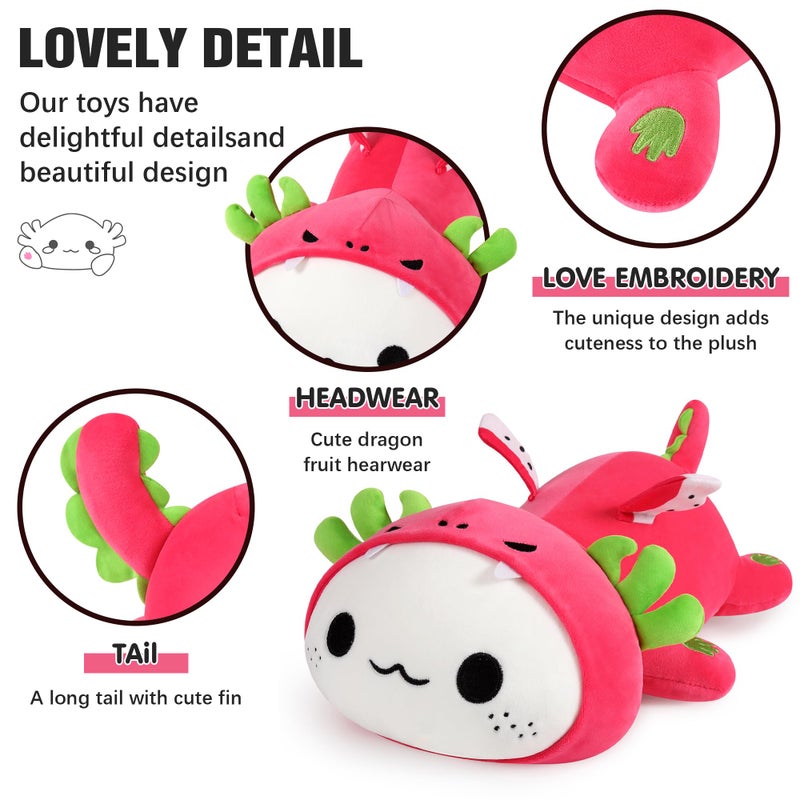 Onsoyours Cute Axolotl Dragon Fruit Plush, Soft Stuffed Animals Axolotl Pitaya Plush Pillow, Kawaii Plushie Toy for Kids (Axolotl Dragonfruit B, 13") - Image 3