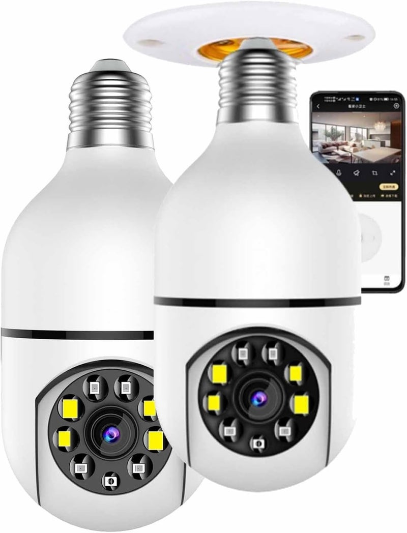 كلاراكو كاميرا كلاركو اللاسلكية بتردد 5 جيجاهرتز، كاميرا أمان مزودة بمصباح كهربائي، كاميرا لاسلكية بدقة 1080 بكسل، كاميرا بانورامية بزاوية 360 درجة، كاميرا أمان لاسلكية E27 مزودة بخاصية واي فاي - Image 1