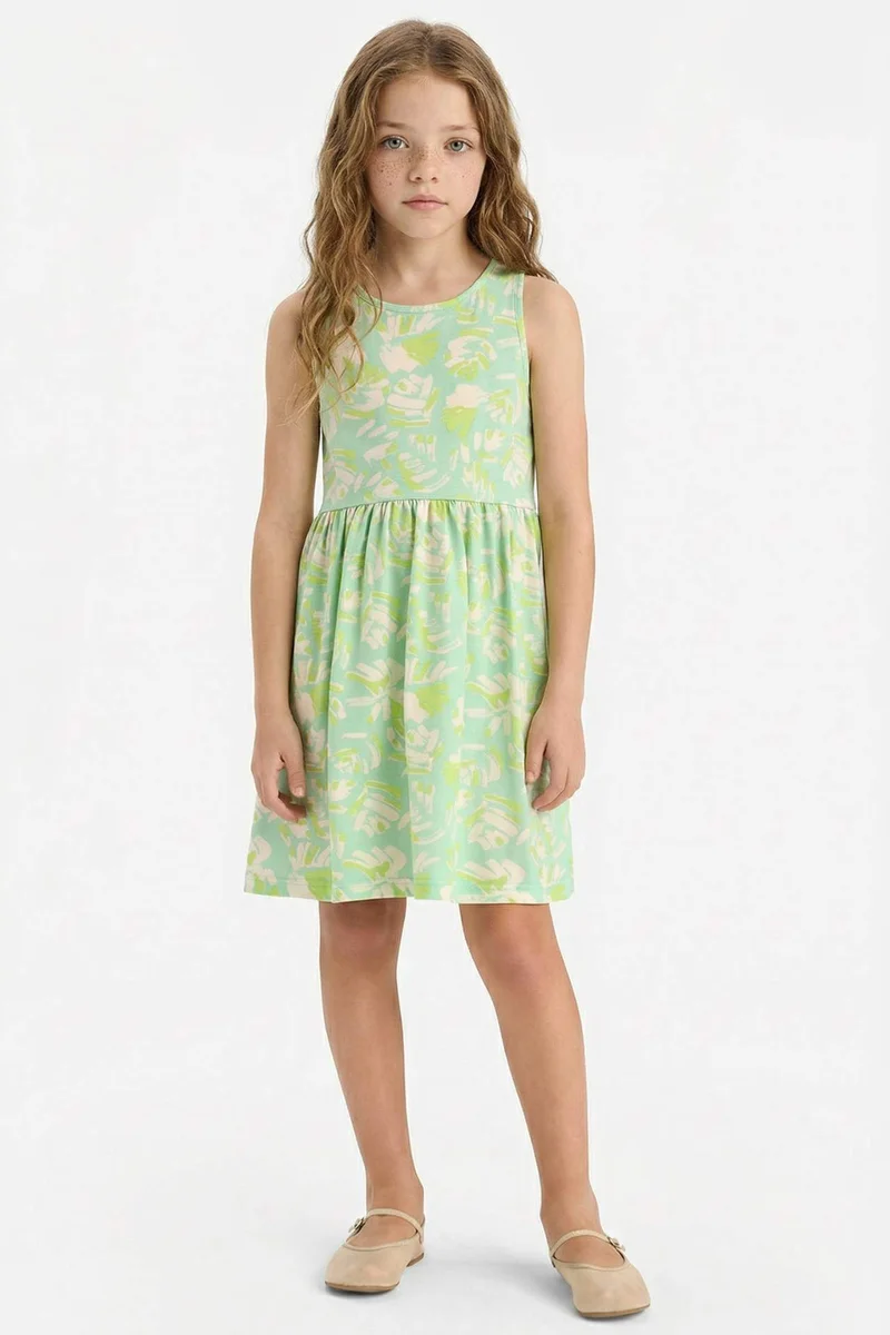 ديفاكتو Girl Patterned Sleeveless Dress