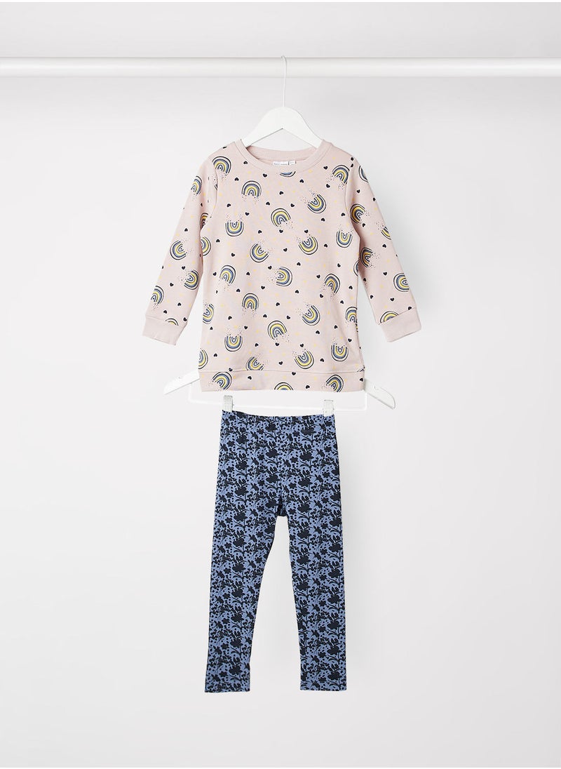 NAME IT - Girls Printed Sweatshirt and Leggings Set - Image 1