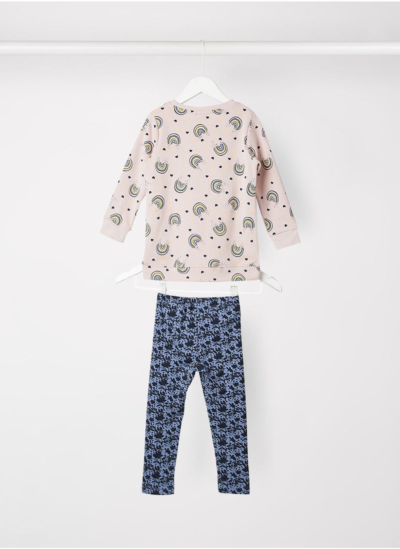 NAME IT - Girls Printed Sweatshirt and Leggings Set - Image 1