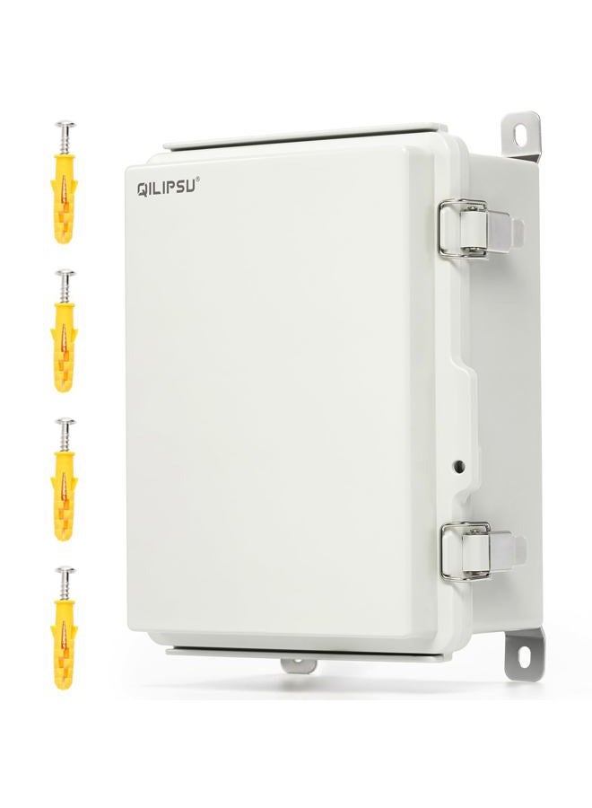 QILIPSU UL94-V0 Outdoor WiFi Enclosure Waterproof Router Junction Box, 11.4"x7.5"x5.5" Pro IP67 Electrical Network Enclosure, Clear Hinged Door Weatherproof for Solar Projects - Image 1